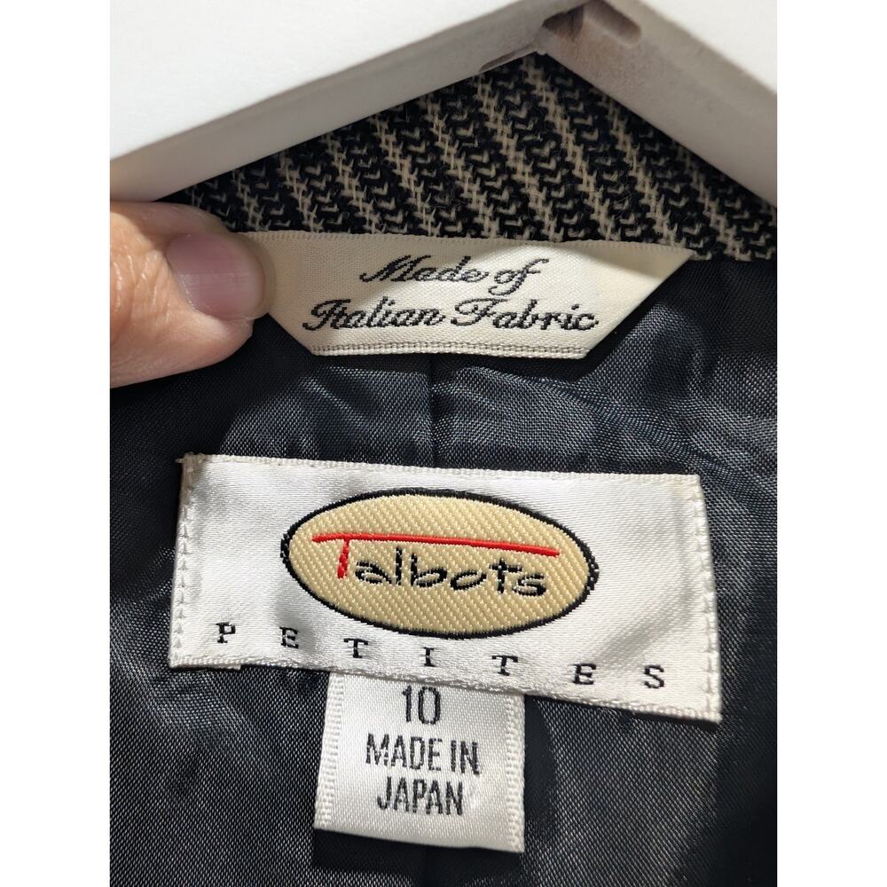 Talbots Petite Blazer 10 Gray 100% Wool Herringbone Jacket Japan Classic Belt - Picture 4 of 16